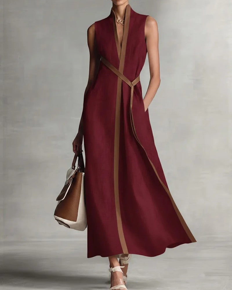 Arlina Sleeveless Contrast Trim Maxi Dress