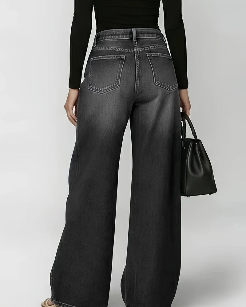 Lunari Grommet Wide-Leg Denim Jeans