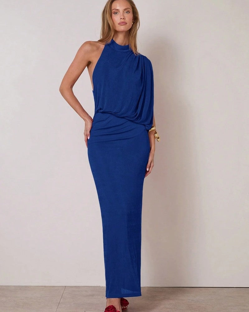 Alvona Draped One-Shoulder Maxi Dress