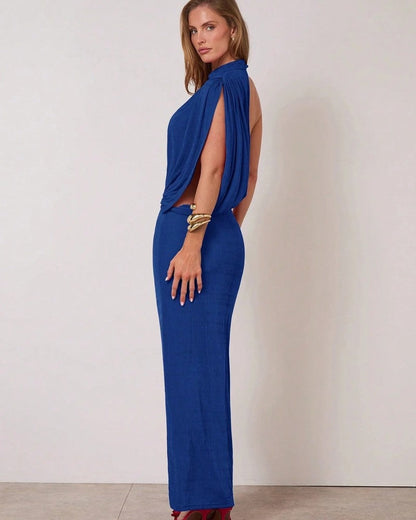 Alvona Draped One-Shoulder Maxi Dress