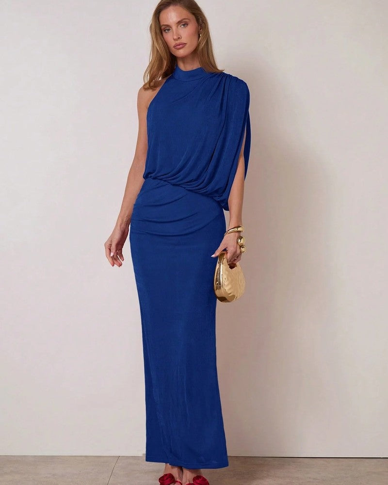 Alvona Draped One-Shoulder Maxi Dress