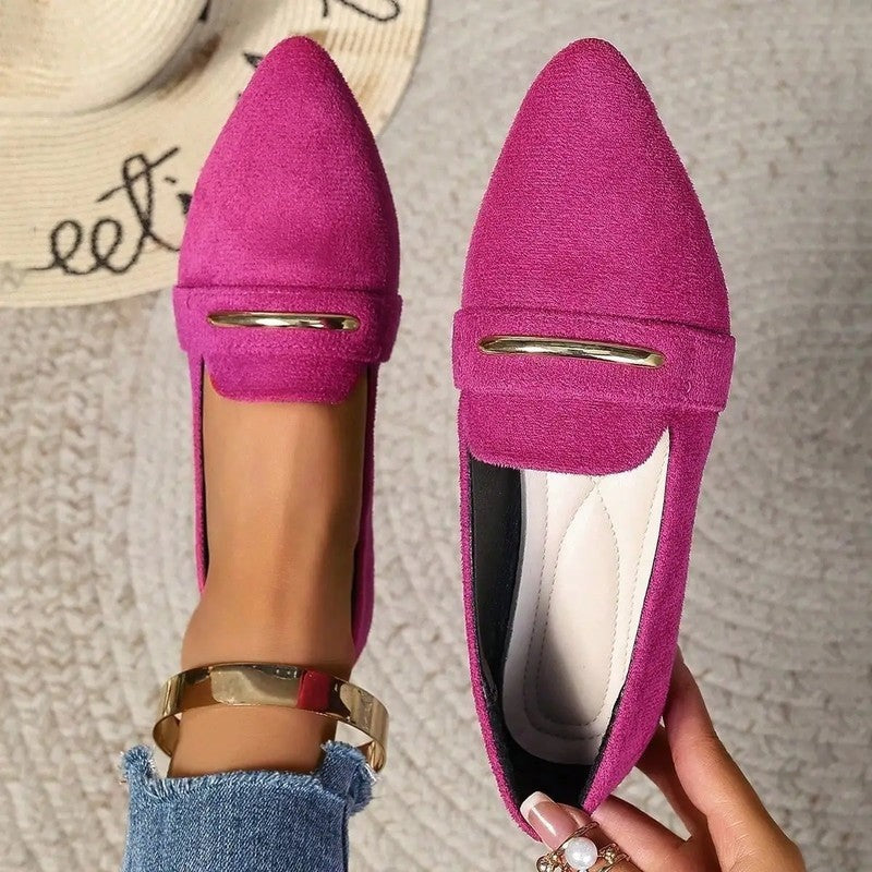 Ardelle Pointed Toe Metal Detail Loafers