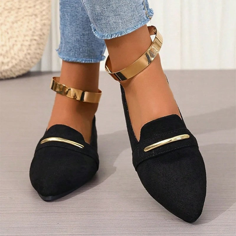Ardelle Pointed Toe Metal Detail Loafers