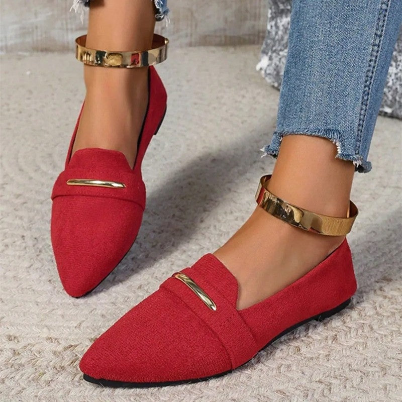 Ardelle Pointed Toe Metal Detail Loafers