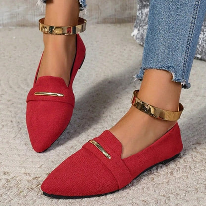 Ardelle Pointed Toe Metal Detail Loafers
