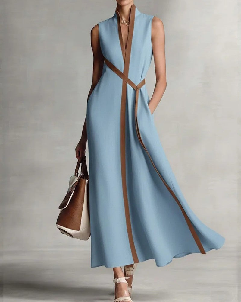 Arlina Sleeveless Contrast Trim Maxi Dress