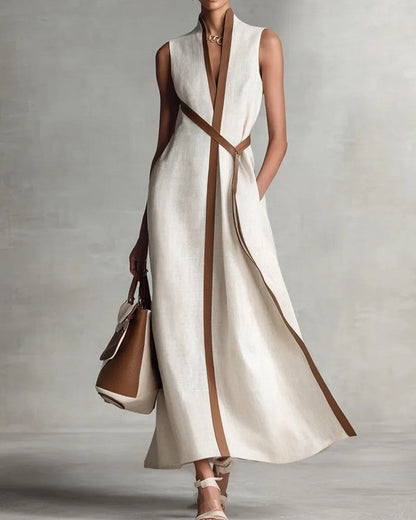 Arlina Sleeveless Contrast Trim Maxi Dress