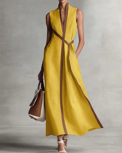 Arlina Sleeveless Contrast Trim Maxi Dress