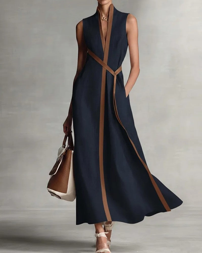 Arlina Sleeveless Contrast Trim Maxi Dress