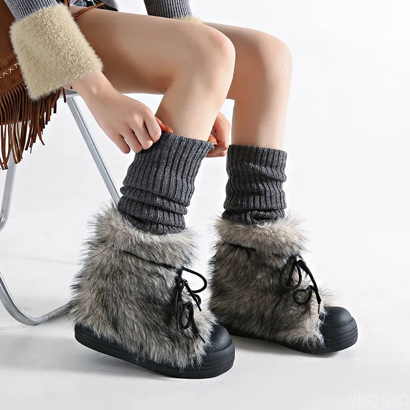 Arvella Faux Fur Lace-Up Winter Boots