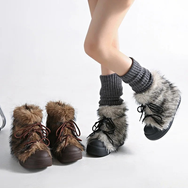 Arvella Faux Fur Lace-Up Winter Boots