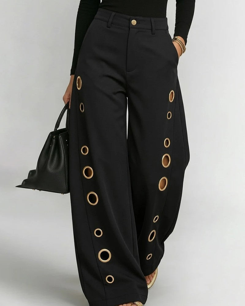 Aurelia Grommet Wide-Leg Trousers