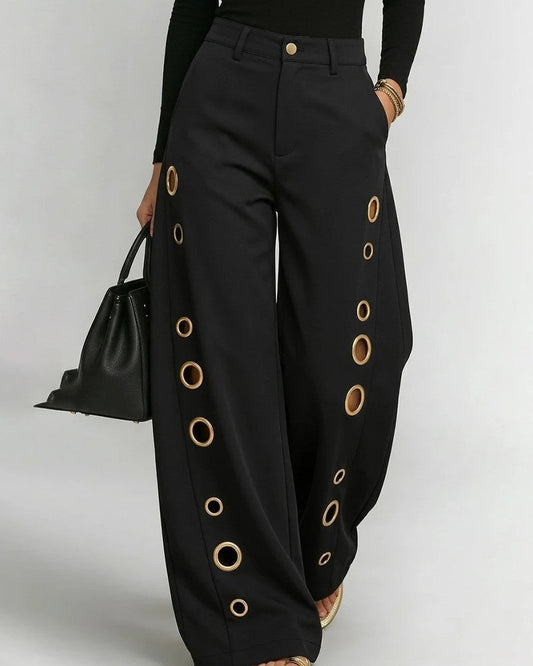 Aurelia Grommet Wide-Leg Trousers