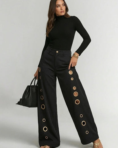 Aurelia Grommet Wide-Leg Trousers