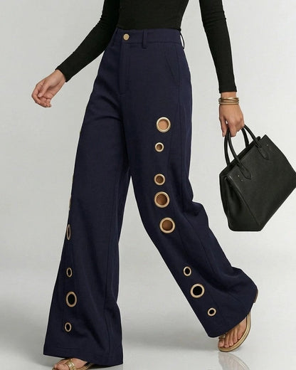 Aurelia Grommet Wide-Leg Trousers