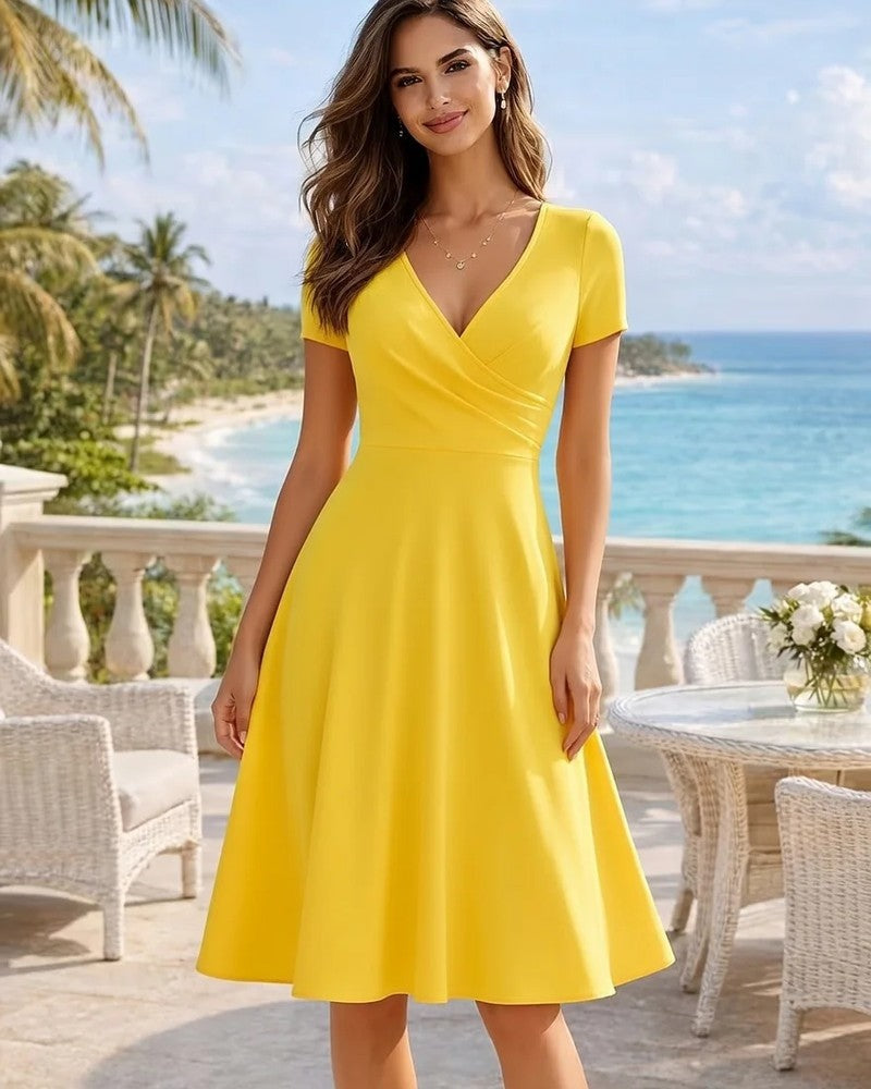 Avianne Wrap Bodice Midi Dress