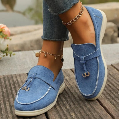 Calvini Relaxed Suede Loafer Flats