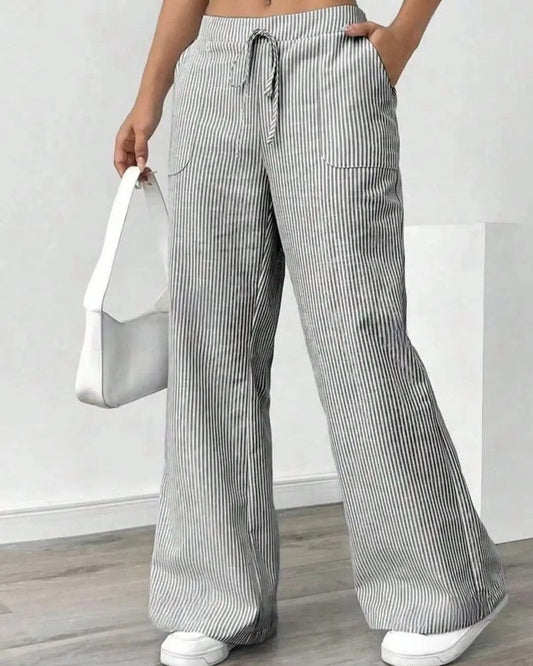 Civella Striped Drawstring Wide-Leg Pants