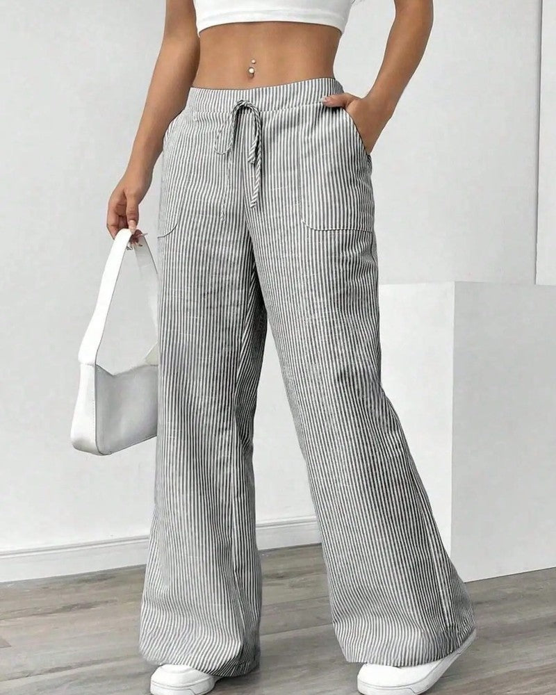 Civella Striped Drawstring Wide-Leg Pants