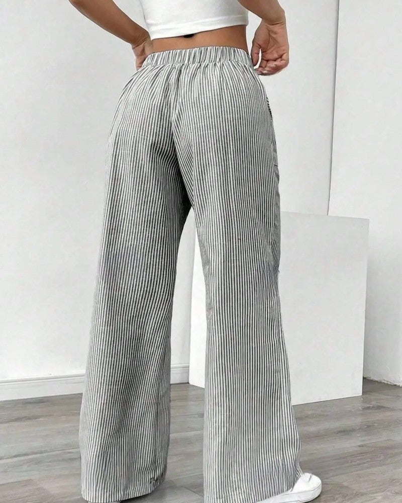 Civella Striped Drawstring Wide-Leg Pants