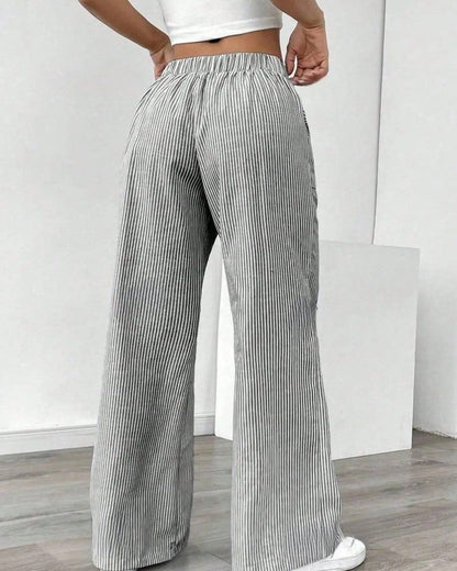 Civella Striped Drawstring Wide-Leg Pants