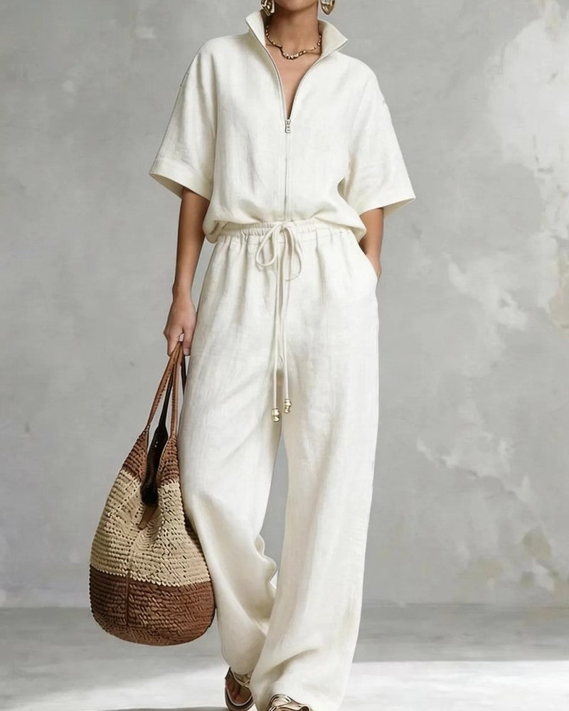 Davira Relaxed Drawstring Zip Jumpsuit