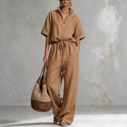 Davira Relaxed Drawstring Zip Jumpsuit