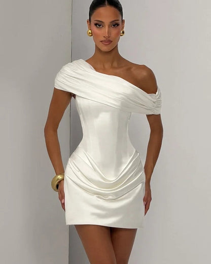 Elisande Draped Satin Mini Dress