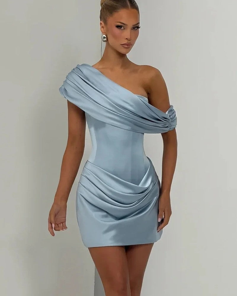 Elisande Draped Satin Mini Dress