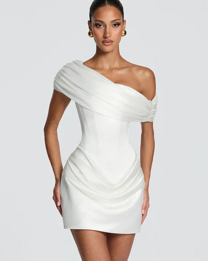 Elisande Draped Satin Mini Dress
