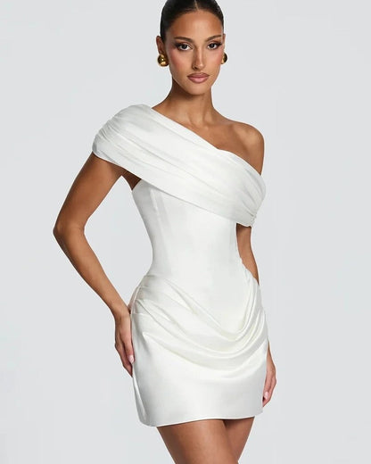 Elisande Draped Satin Mini Dress