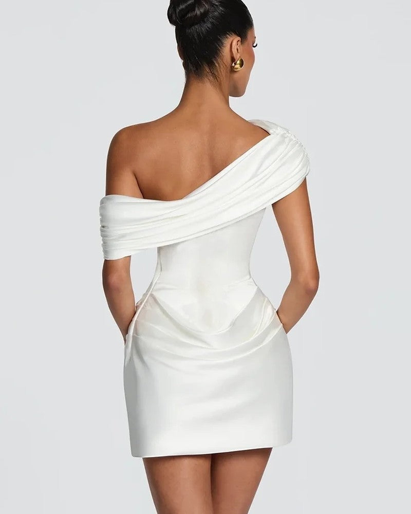 Elisande Draped Satin Mini Dress