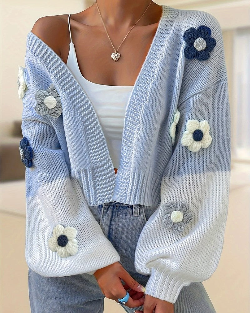 Elisandre Crochet Flower Knit Cardigan