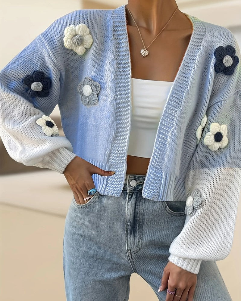 Elisandre Crochet Flower Knit Cardigan