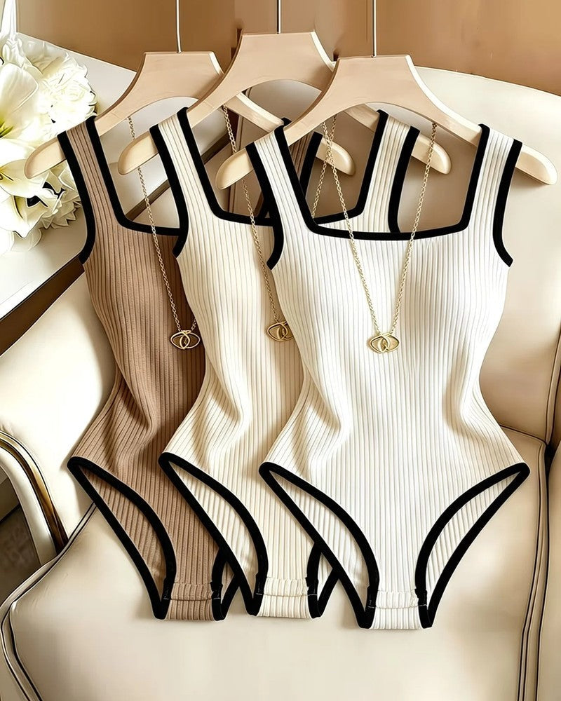 Elisandre Ribbed Contrast Trim Bodysuit