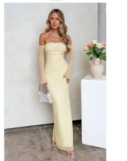 Elisette Off-Shoulder Fitted Maxi Dress