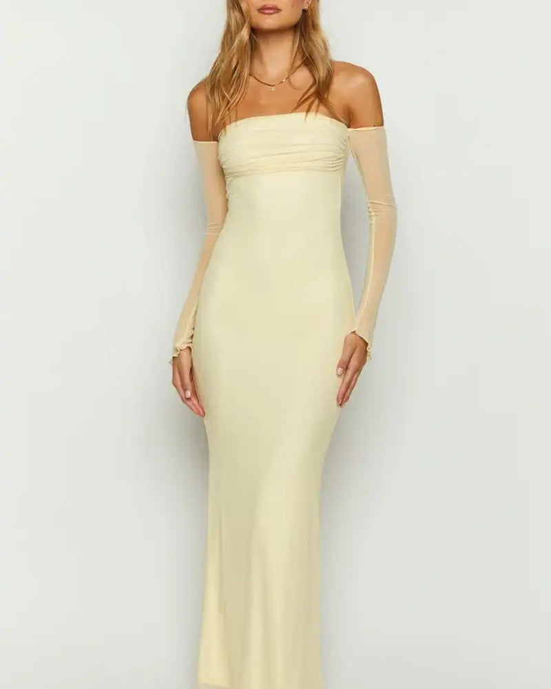 Elisette Off-Shoulder Fitted Maxi Dress
