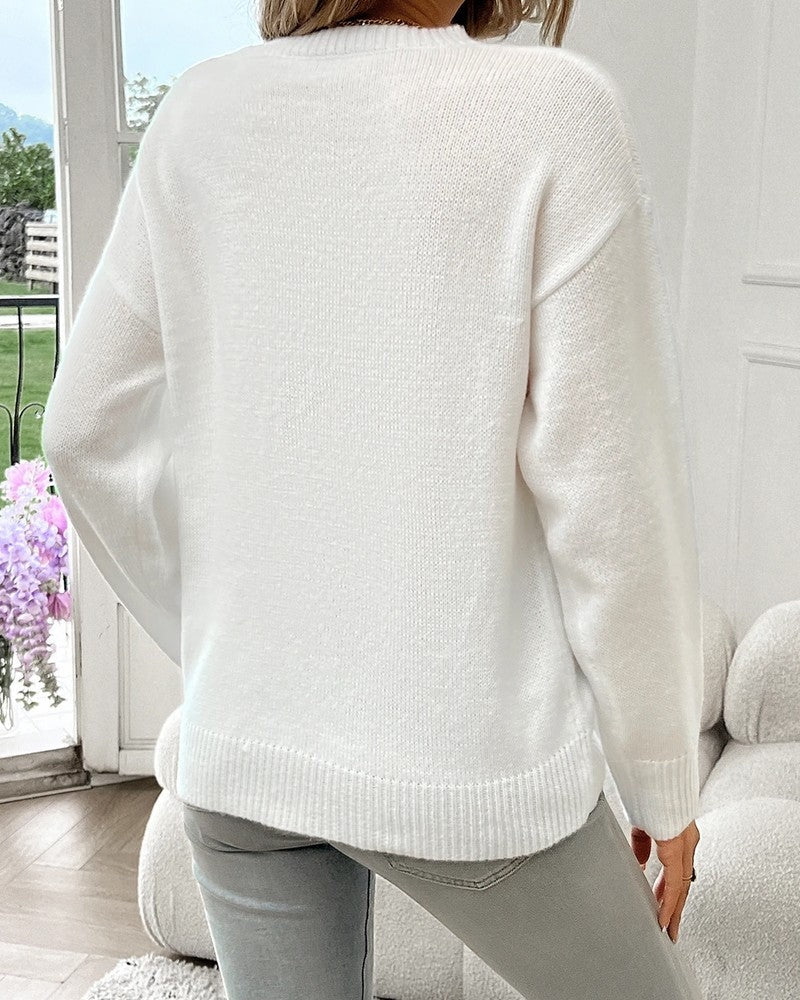 Elowyn Flag Knit Crewneck Sweater