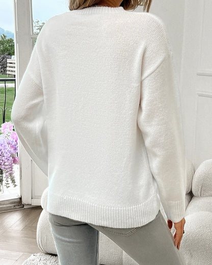 Elowyn Flag Knit Crewneck Sweater