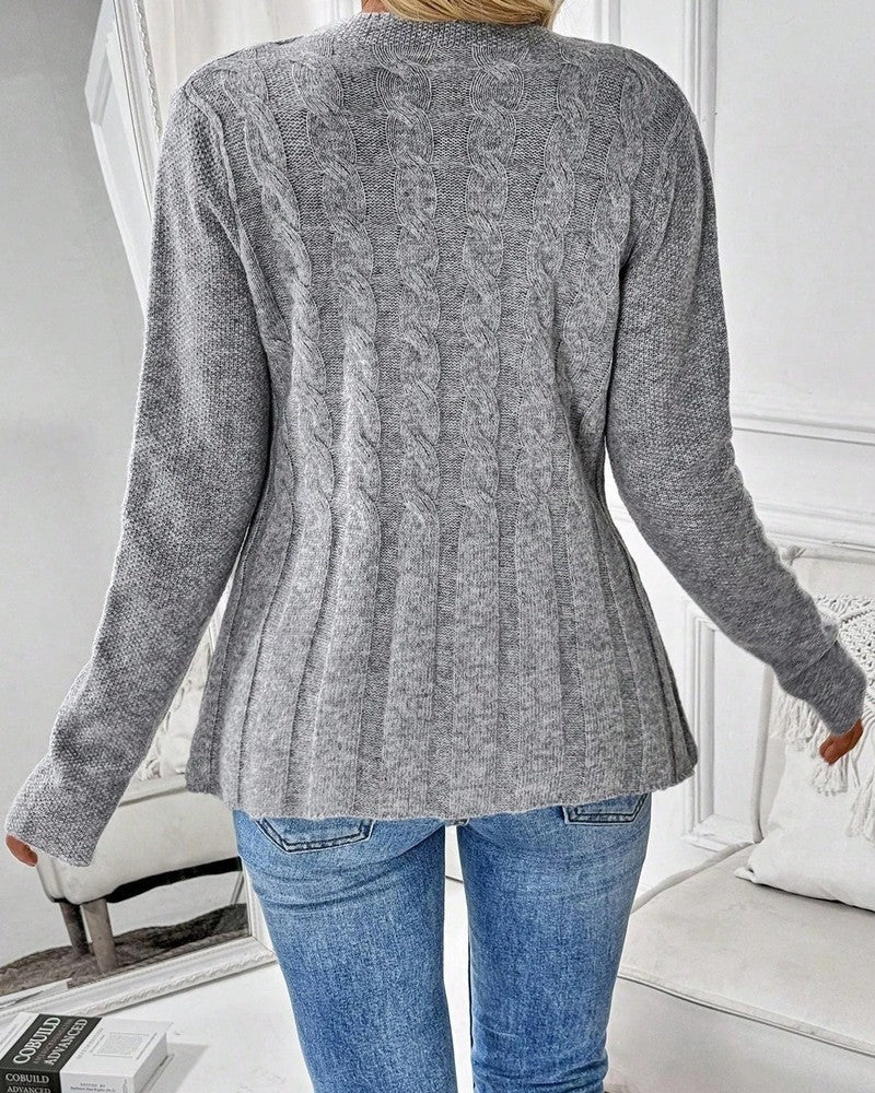 Elvane Cable Knit Button-Up Cardigan