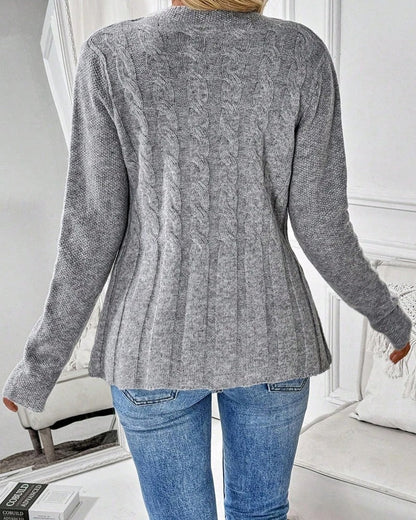 Elvane Cable Knit Button-Up Cardigan
