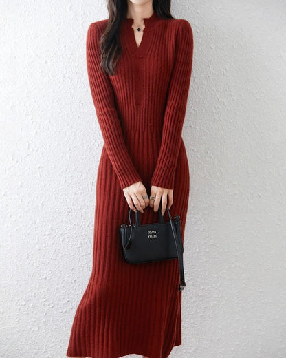 Lirenne Ribbed Knit Long Sweater Dress