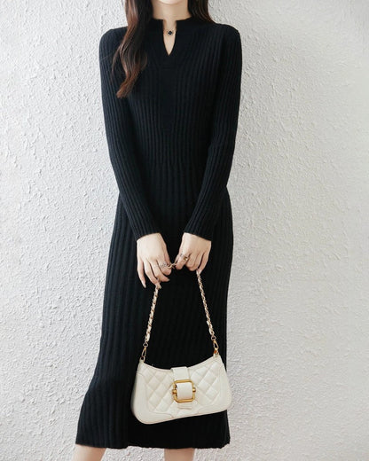 Lirenne Ribbed Knit Long Sweater Dress