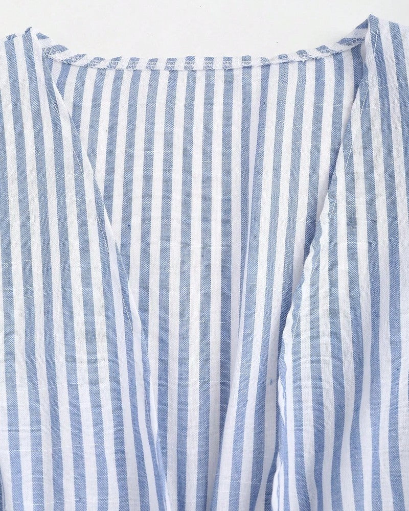 Lirenne Striped Tie-Front Relaxed Blouse