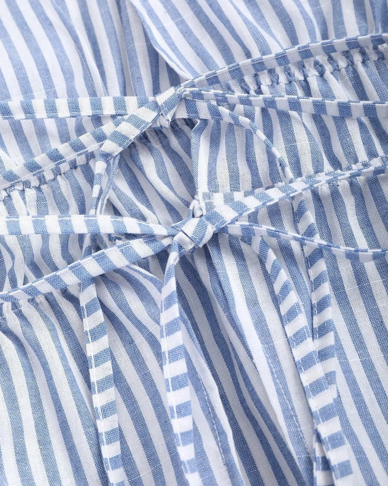 Lirenne Striped Tie-Front Relaxed Blouse