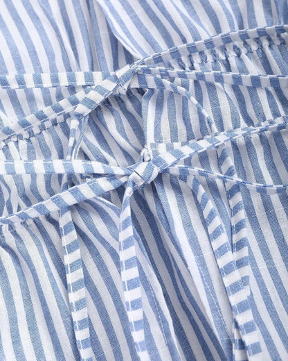 Lirenne Striped Tie-Front Relaxed Blouse