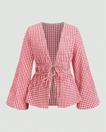 Lirenne Striped Tie-Front Relaxed Blouse