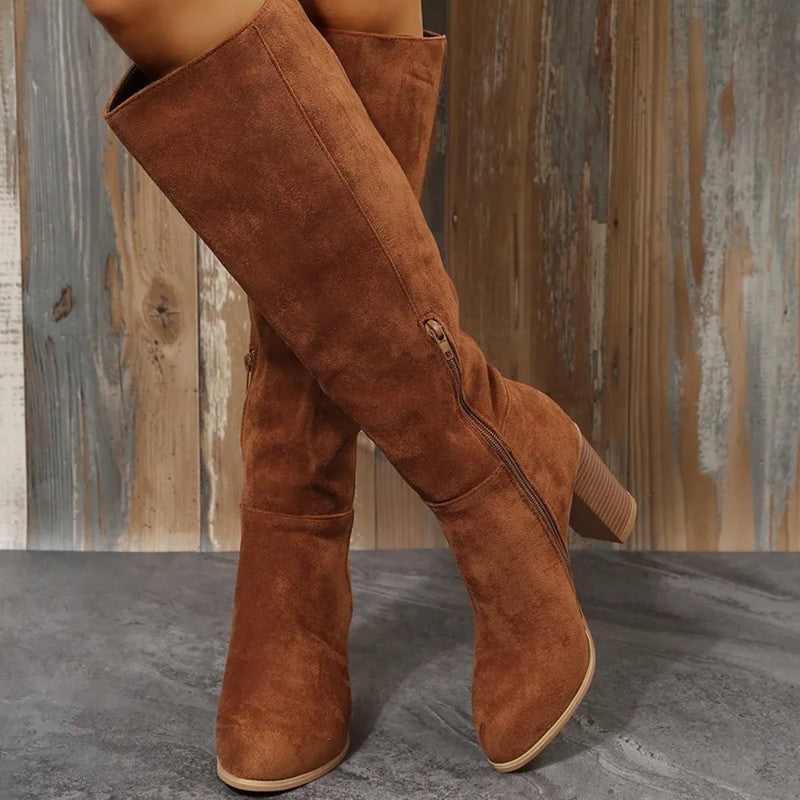 Lunari Block Heel Knee High Boots