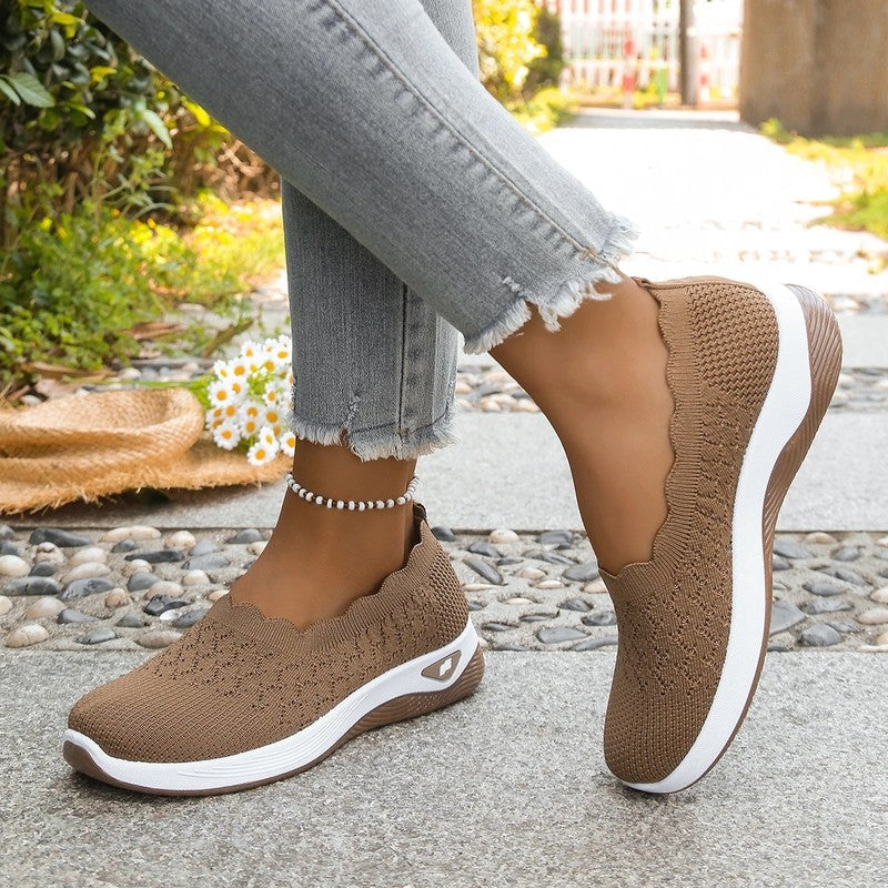 Lunari Knit Scalloped Slip-On Sneakers