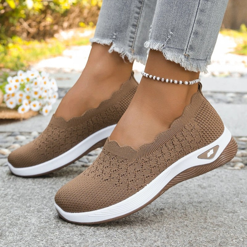 Lunari Knit Scalloped Slip-On Sneakers